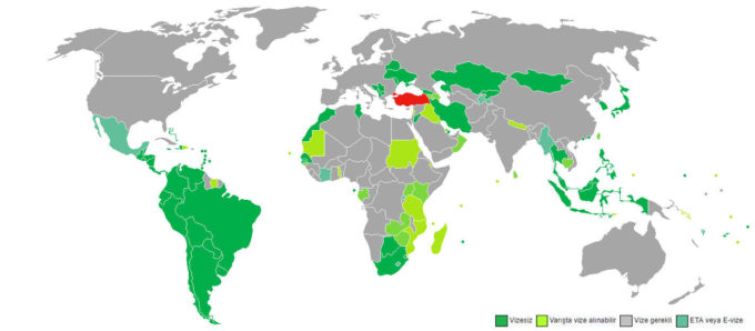 Vizesiz Ülkeler Haritası 2018