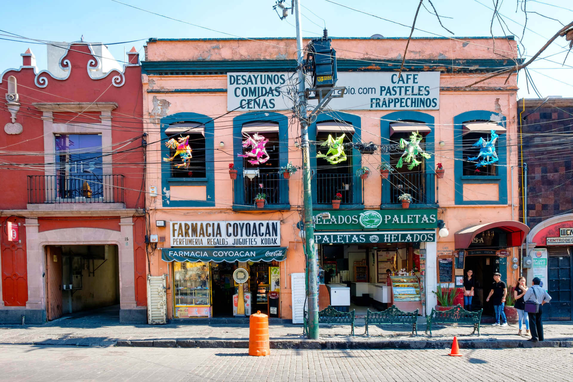 Meksika Şehri Ara Sokaklar Evler